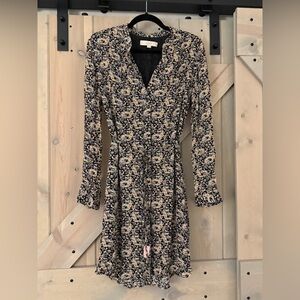 LOFT Tie Waist Floral Shift Dress